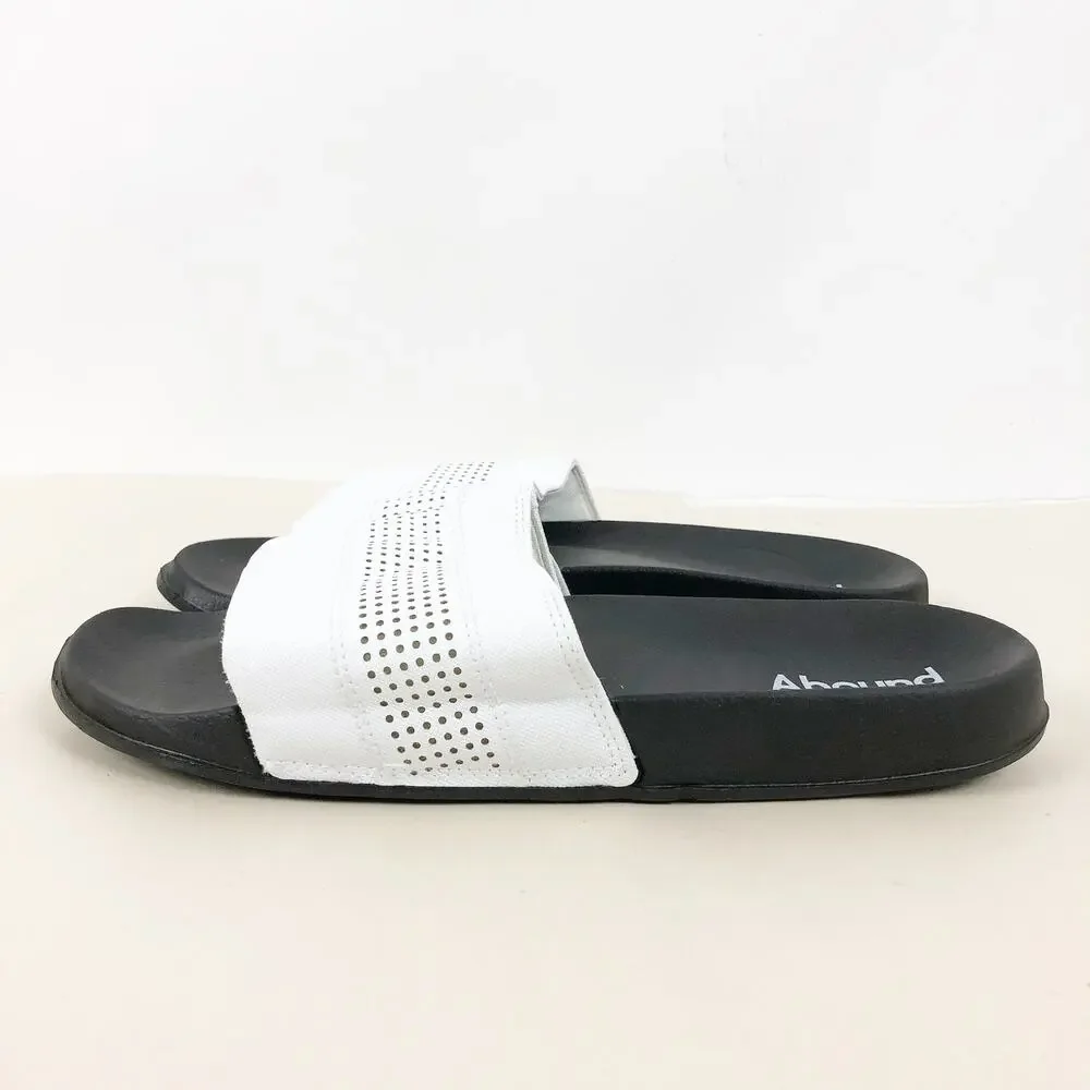 Abound Womens Sloane Sandals Size 8 Black White Pool Slides Slip-On NWOB